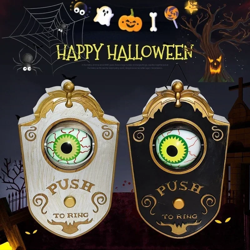 Halloween One Eye Doorbell Decoration LED Electric Luminous Soundmaking Eyeball Doorbell Bar Secret Room Trick Prop