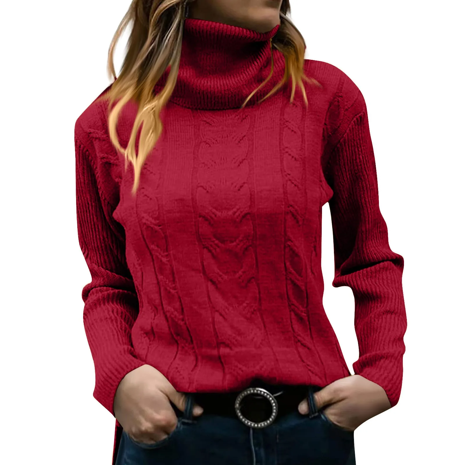 

female sweater Autumn and winter turtleneck slim fitting pullover solid color jumper women's knitting bottom sweater top