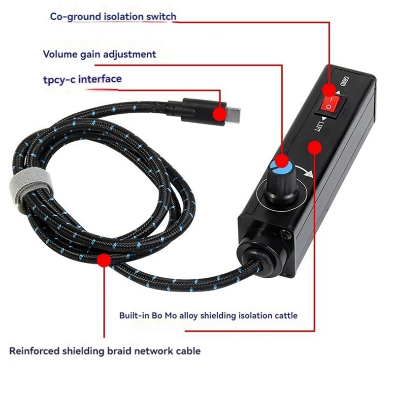 USB C타입 XLR 오디오 아이솔레이터, 볼륨 조절, 노이즈 감소 필터, 그라운드 루프 아이솔레이터, 모든 다이내믹 마이크용