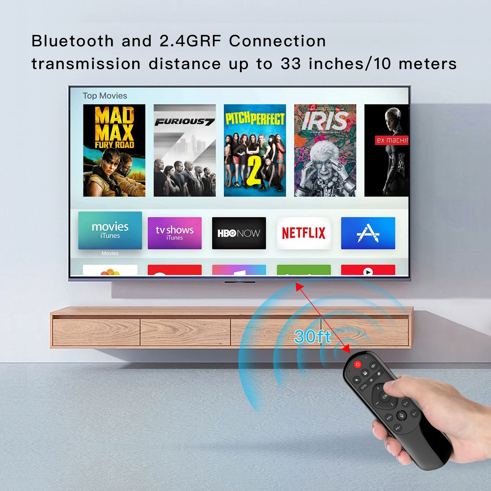 Mini tastiera wireless iPazzPort TV Over-the-Air Mouse, controller per PC con apprendimento IR per Smart TV, Android TV Box, computer