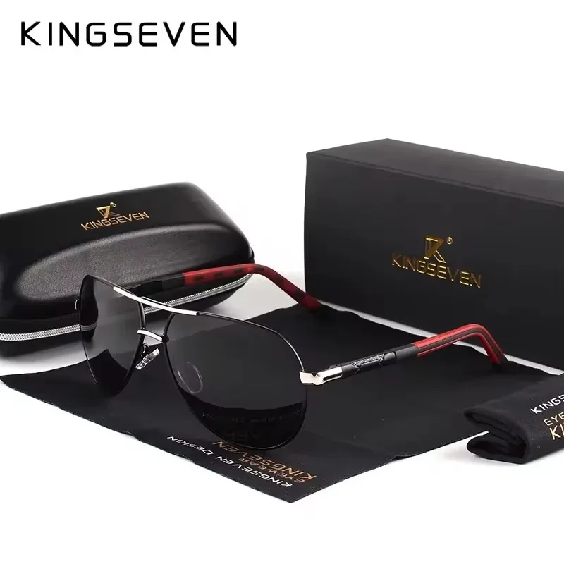 KINGSEVEN العلامة التجارية الكلاسيكية الطيار الرجال النظارات الشمسية المستقطبة UV400 HD عدسة فاخرة الرجعية نظارات للقيادة النساء إطار كبير النظارات