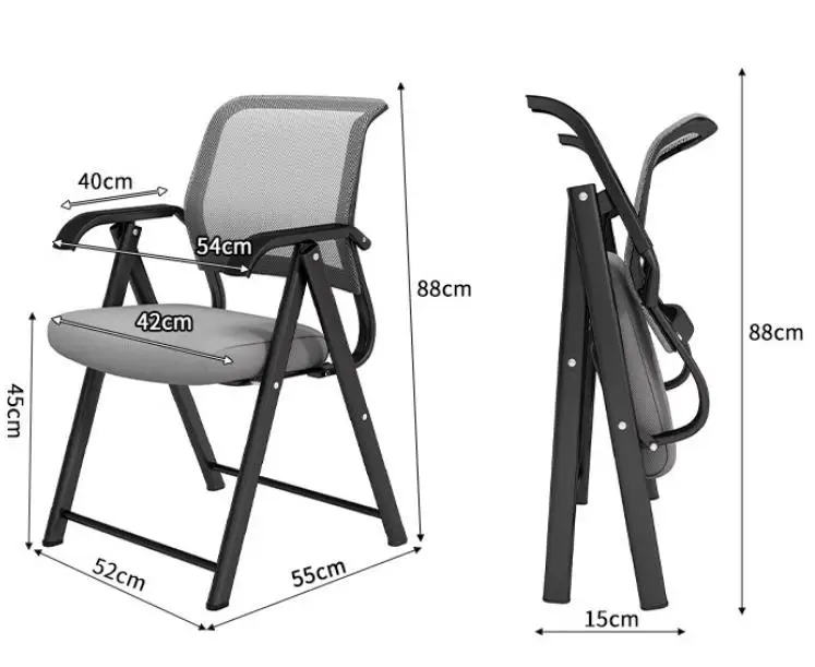 Foldable Conference Chair Comfortable Breathable Mesh Backrest Metal Frame