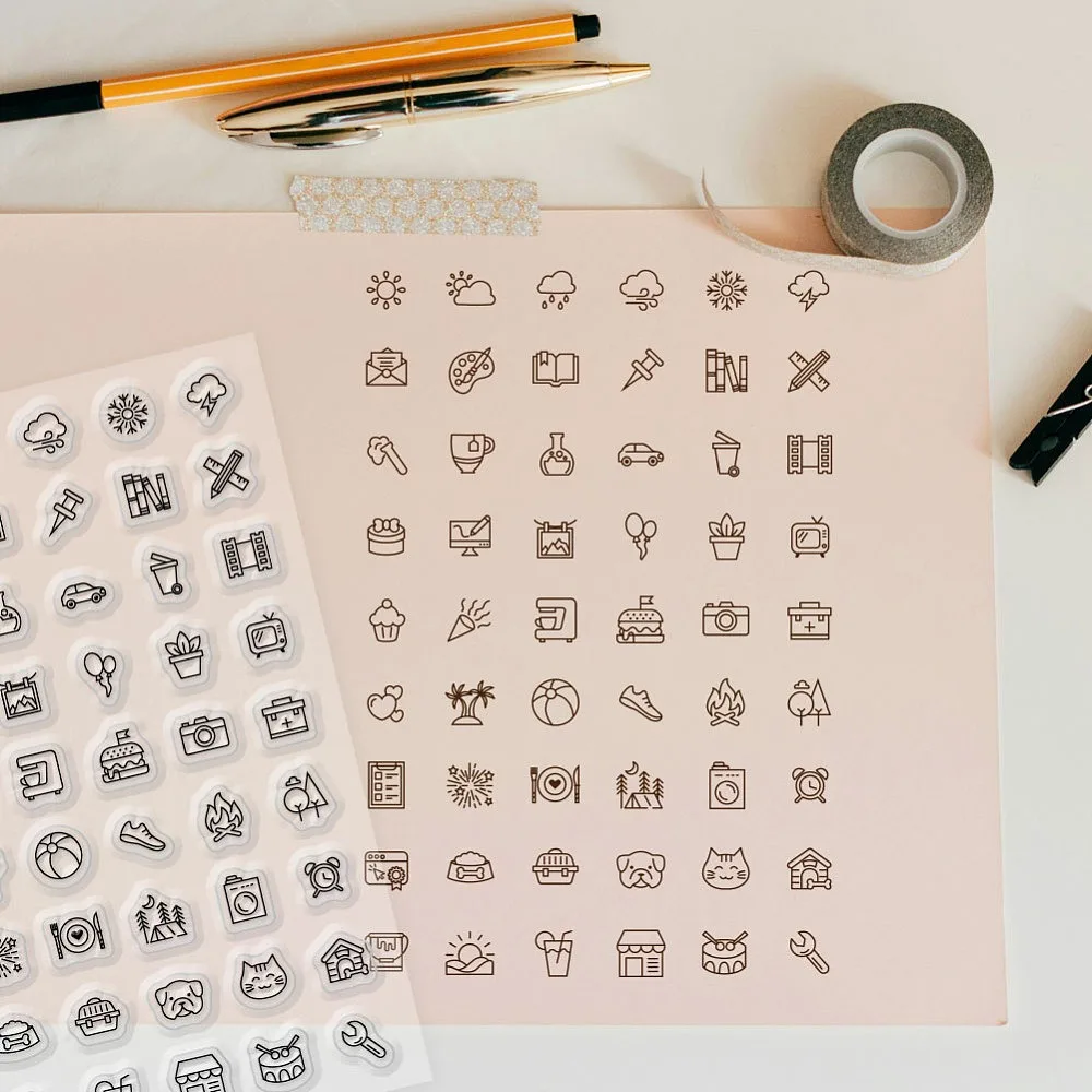1 Sheet Clear Stamp Daily Life Pattern Transparent Rubber Stamps Reusable Clear Stamp Seals for Card Album Decor 4.3x6.3 Inch - view 4