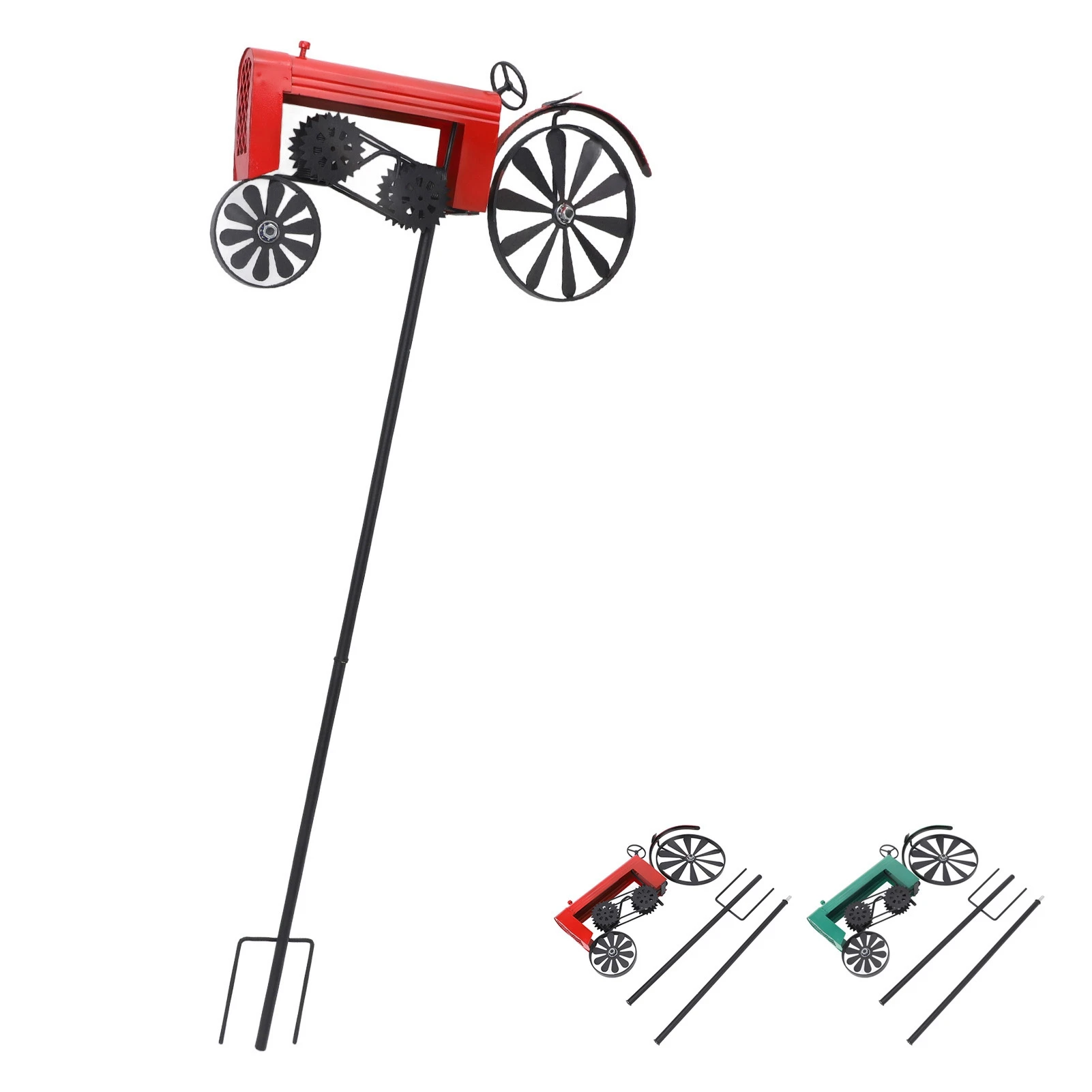 

Tractor Wind Vintage Turning Wheels Metal Outdoor Stake Windmill Decoration for Flower Bed Lawn Garden Tractor Windmill