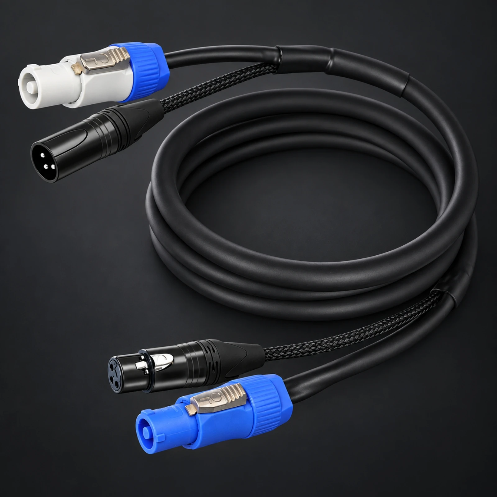 3-Pin XLR Conector Eléctrico Hybrid Cable Interference-Resistant Conector Eléctrico DMX512 Combo Cable Shielded Flame-Retardant