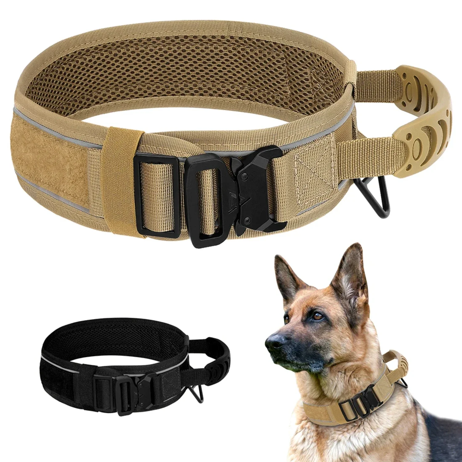 

Stay-Put Buckle Ensures Secure Fit - Durable and High-Quality Military Tactical Nylon Dog Collar for Medium and Large Dogs - Str