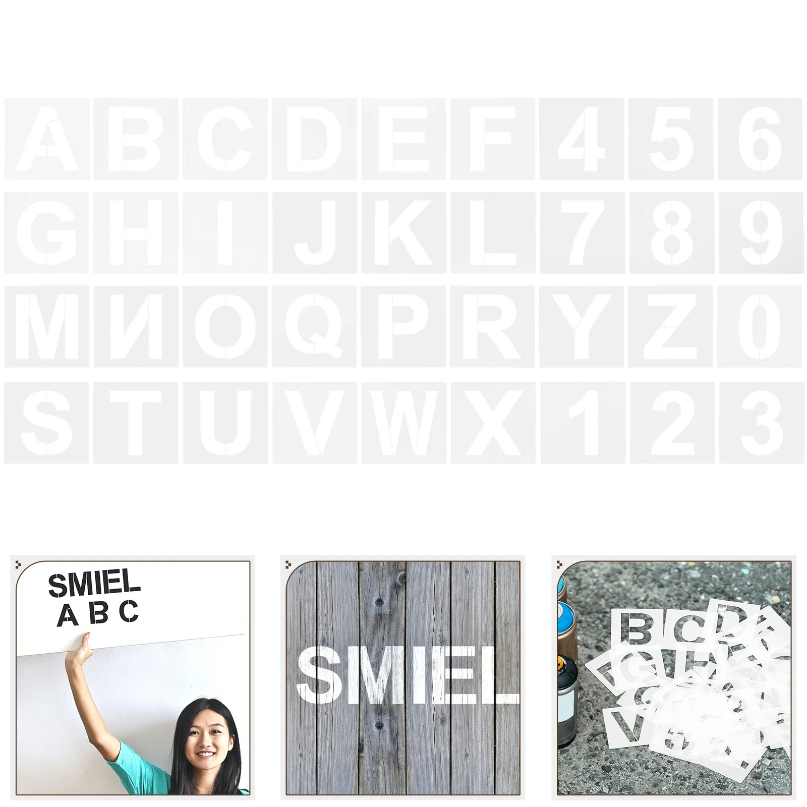 

36Pcs Multi-Function Plastic Letter Stencils Reusable Washable Painting Templates for DIY Wood Fabric Wall Stencils