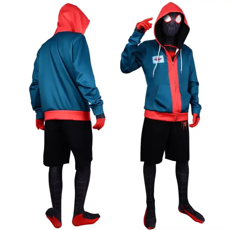 Miles Morales Cosplay disfraces Halloween carnaval fiesta Anime Spider Man 3D impreso cremallera Sudadera con capucha chaqueta mono pantalones cortos