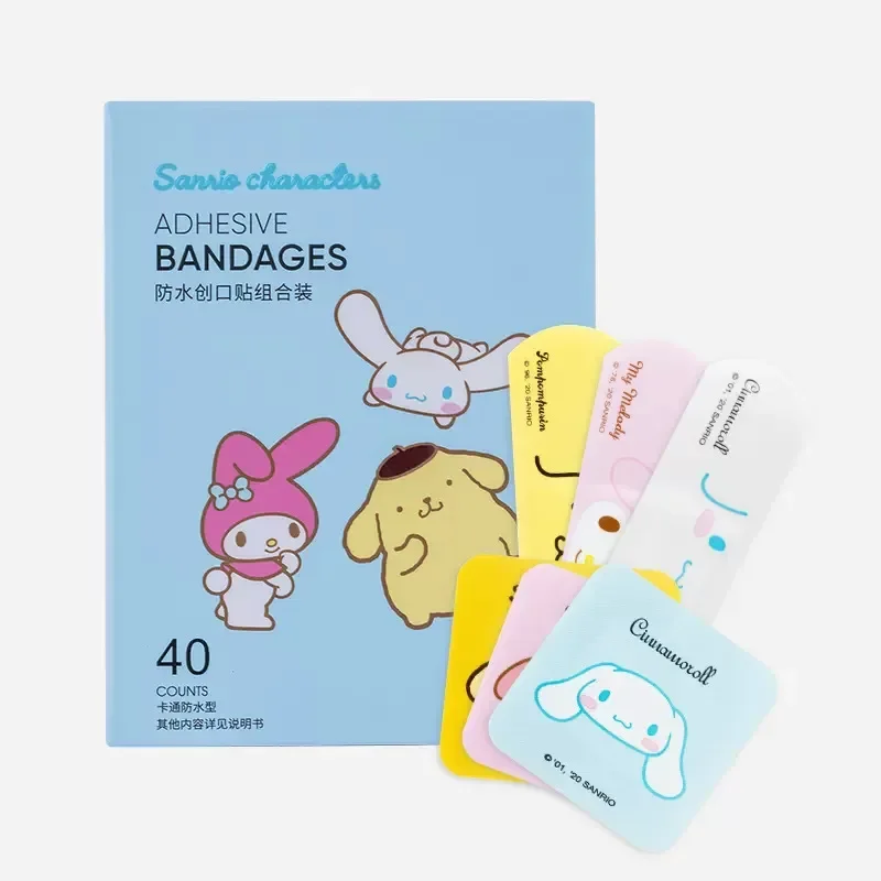 40Pcs Sanrio Cinnamoroll Portable Band Aid Cute Anime Cartoon Melody Kids waterproof Bandages Woundplaster Hemostasis Adhesive