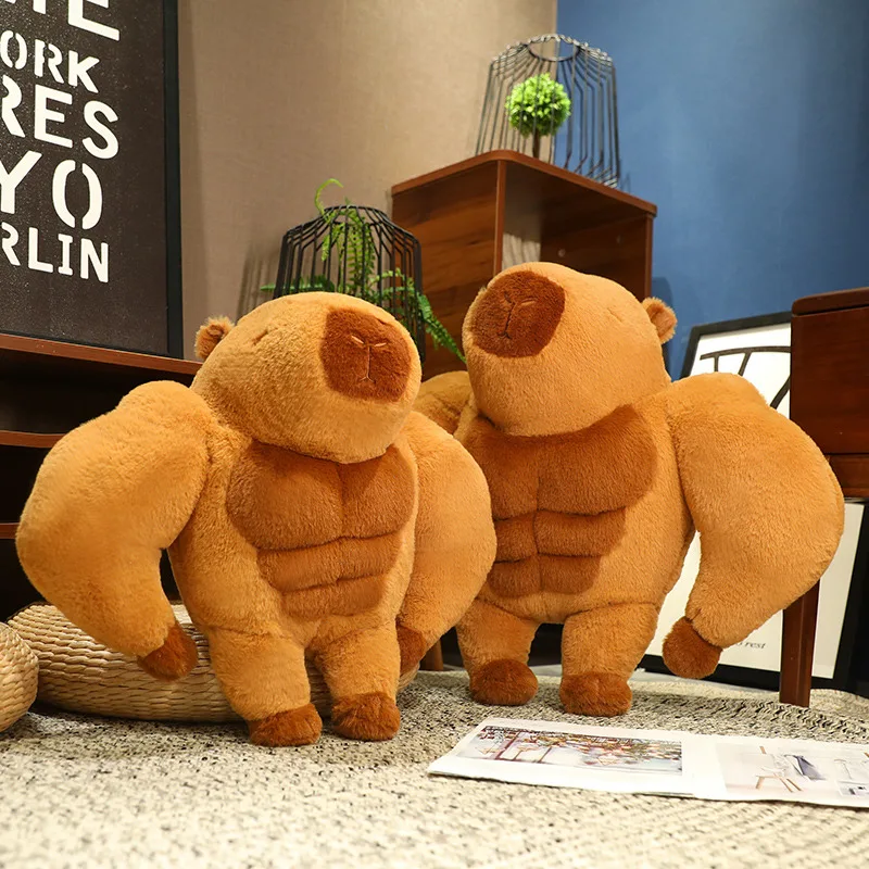 Poupée Capybara musclé marron, jouet en Peluche, Animal aquatique puissant, oreiller en Peluche, cadeau