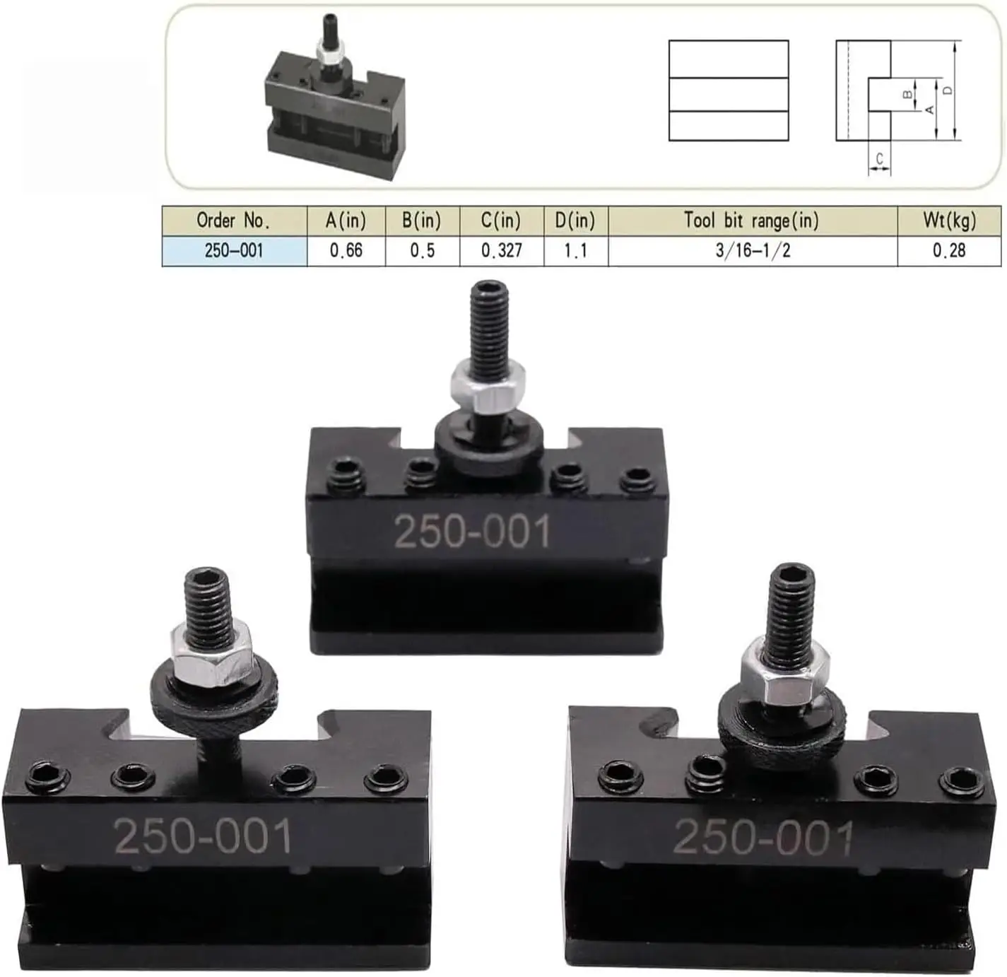 8Pcs OXA Wedge Type Quick Change Tool Post 250-000 Set Plus 2 extra 250-001 Lathe Holders for For Mini Lathe 6-9\