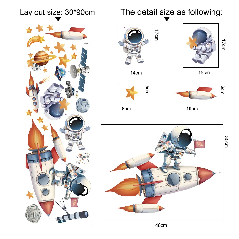 self adhesive 3d space rocket wall sticker kids room decoration removable cartoon baby nursery wall decal poster