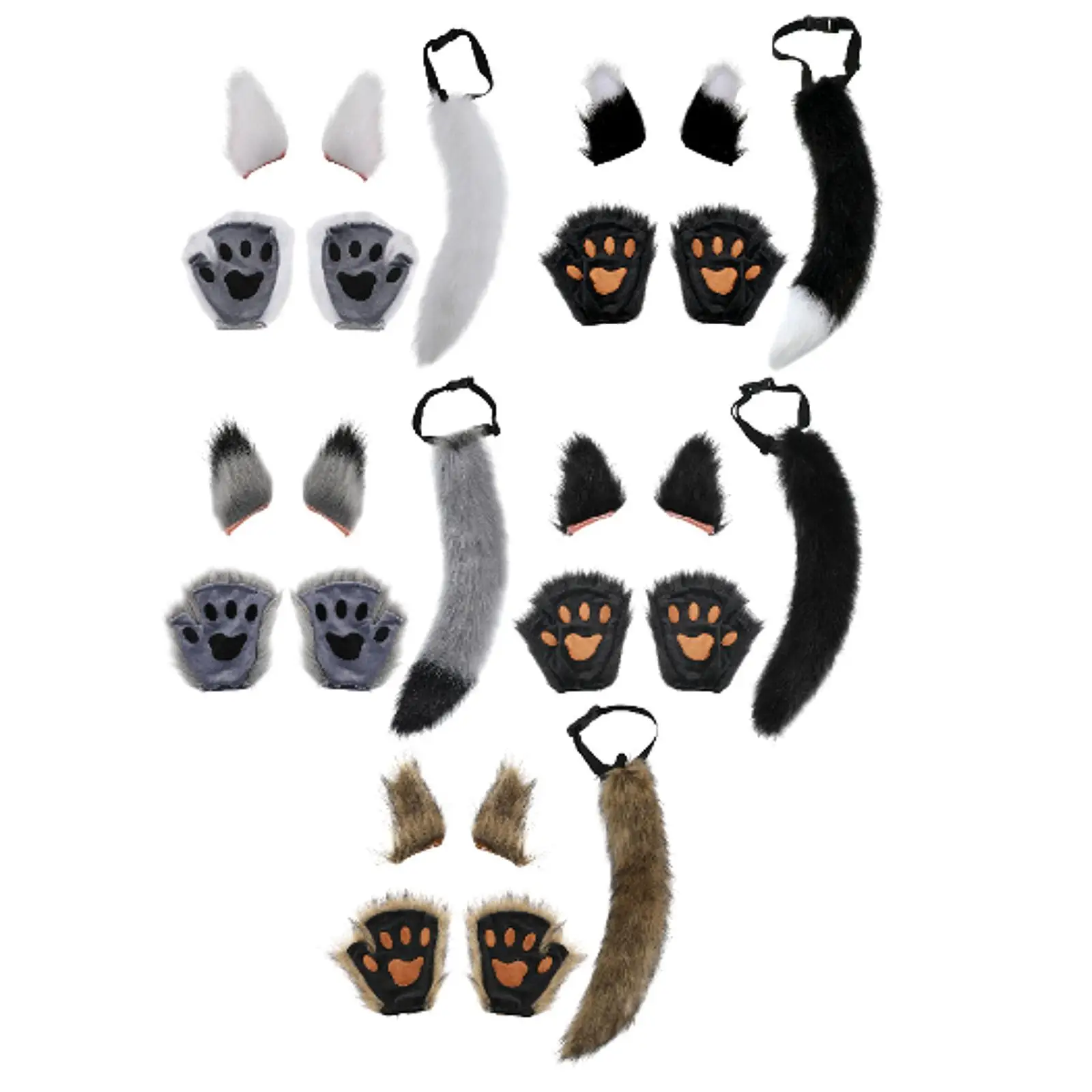 

Faux Ears and Tail Set, Lolita Costume Cosplay for Role Play Graduation, Ceremony