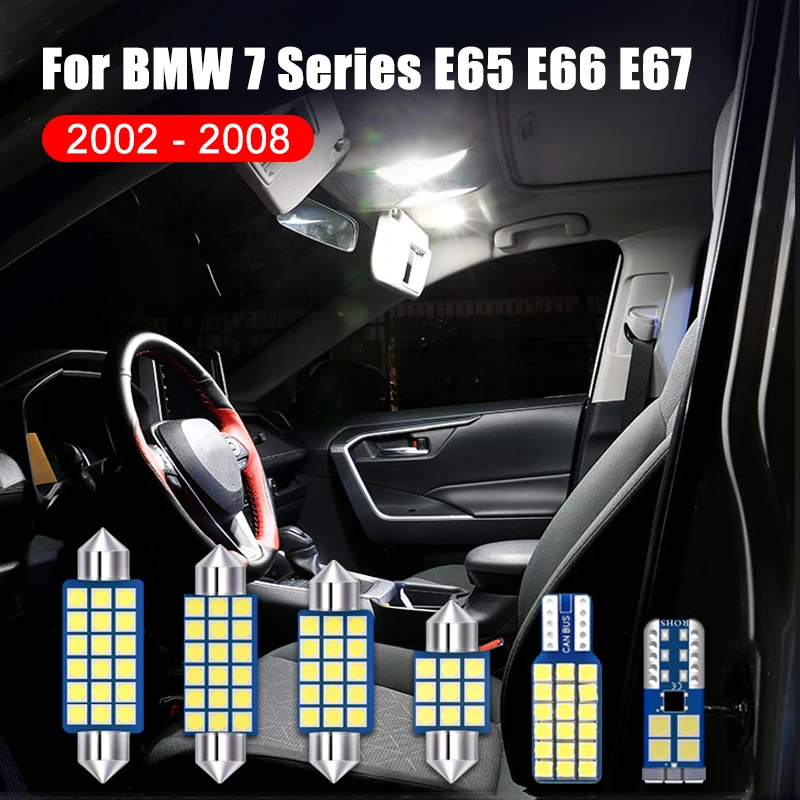 

For BMW 7 Series E65 E66 E67 2002-2008 19PCS Car LED Dome Reading Lights Vanity Mirror Trunk Lamps Door Courtesy Footwells Bulbs