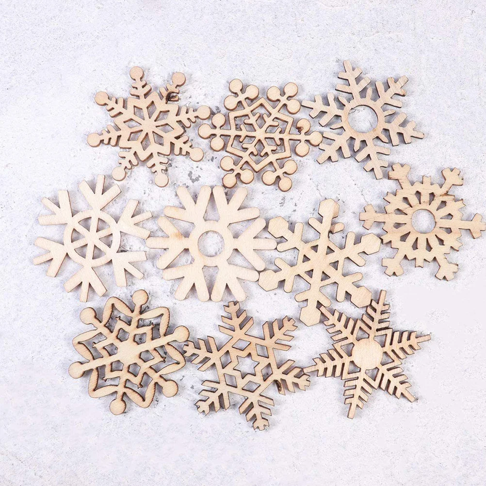 

45Pcs Christmas Tree Ornaments Snowflake Wooden Hanging Decorations Mini DIY Crafts for Indoor Holiday Display