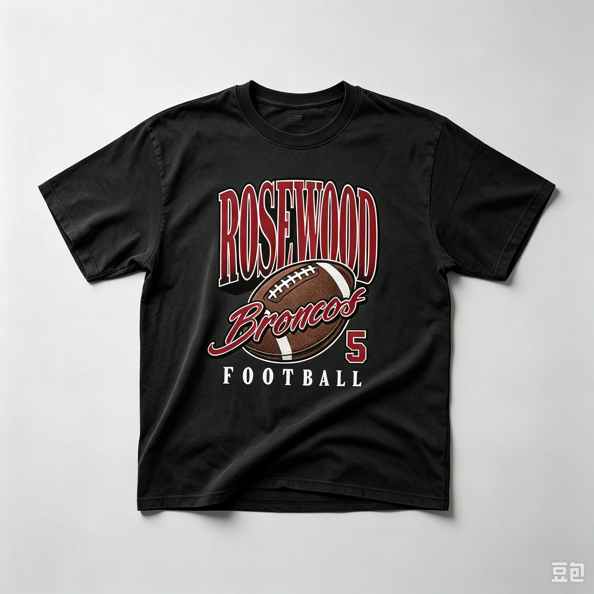 Vintage Rosewood Broncos Football Graphic T‑Shirt Retro Print Oversized Unisex Short Sleeve Streetwear Casual Cotton Daily Tops