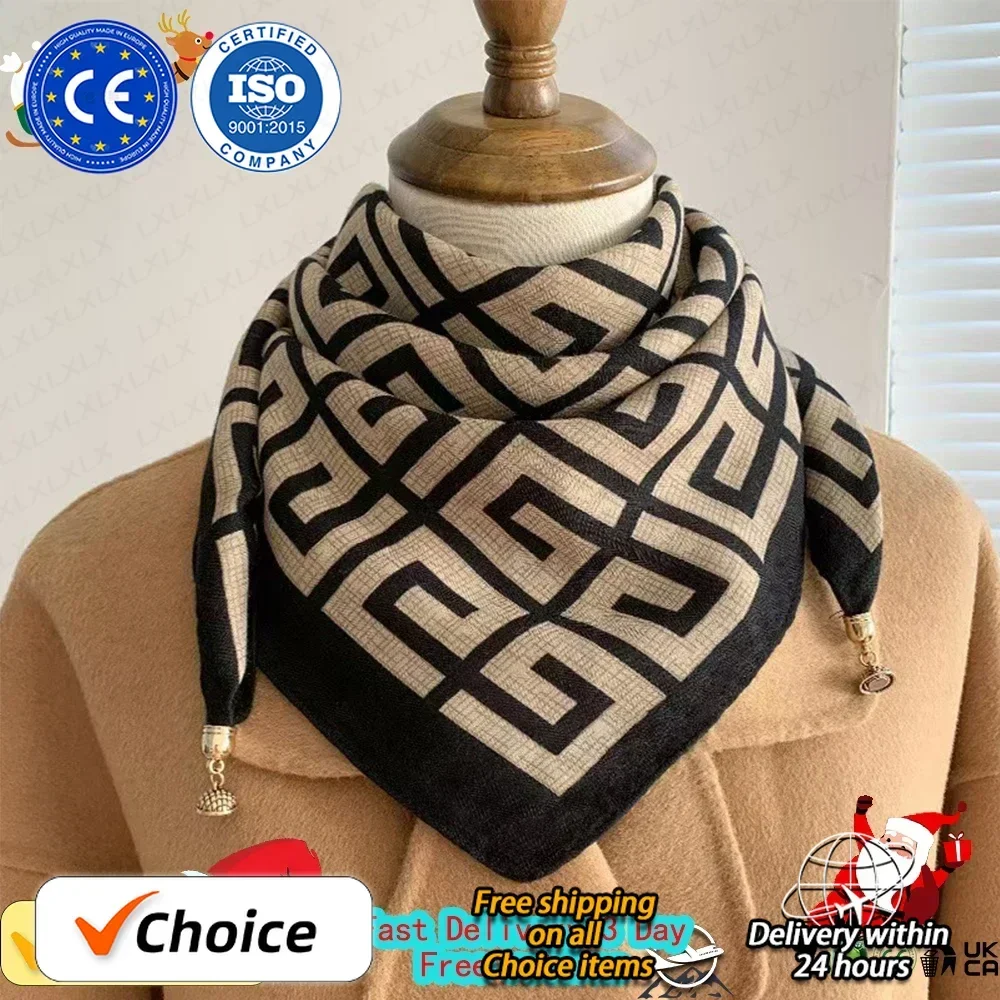 2024 Magnetic Triangle Neck Protection Scarf for Women in Autumn and Winter 2024 New Cotton and Linen Scarf  High-end Neck Scarf