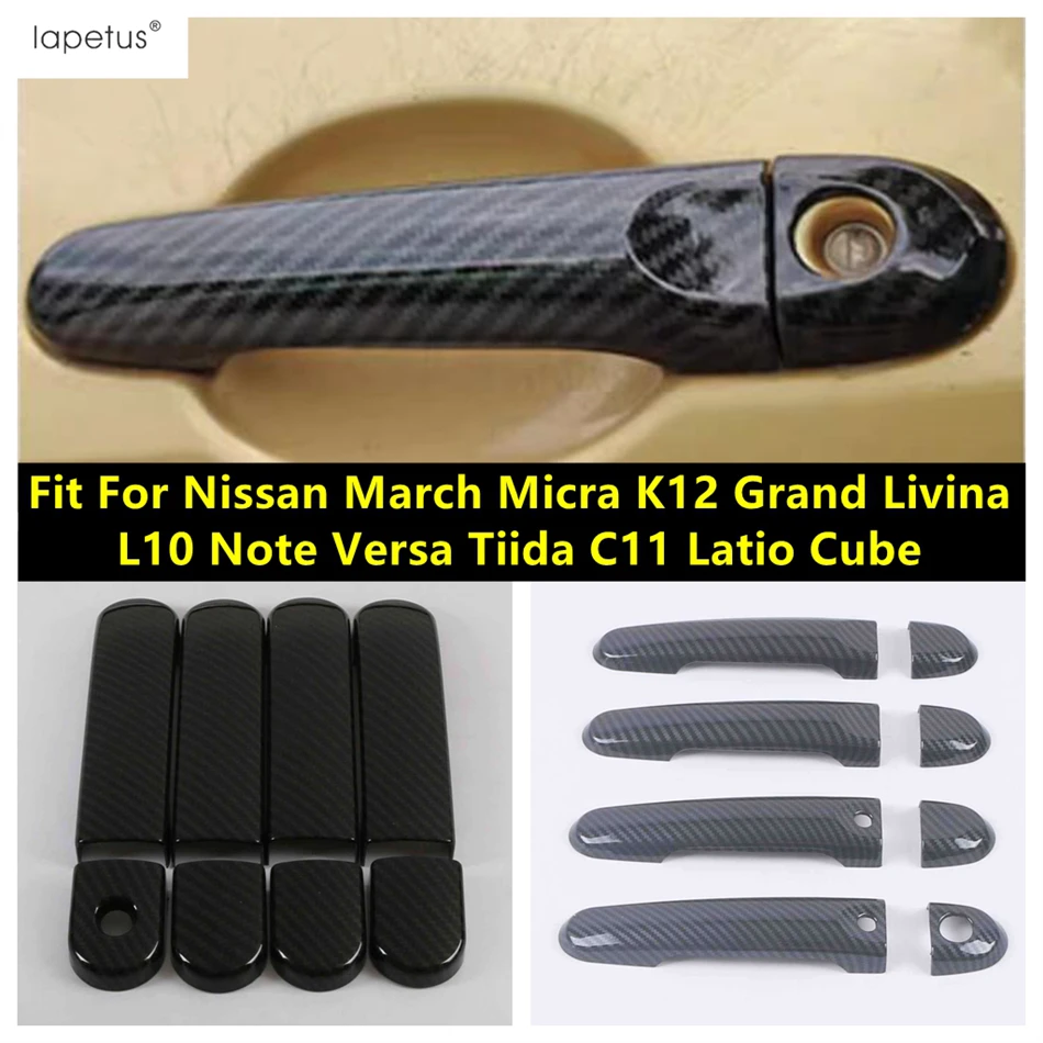 

ABS Carbon Fiber Accessories Door Handle Cover Trim For Nissan March Micra K12 Grand Livina L10 Note Versa Tiida C11 Latio Cube