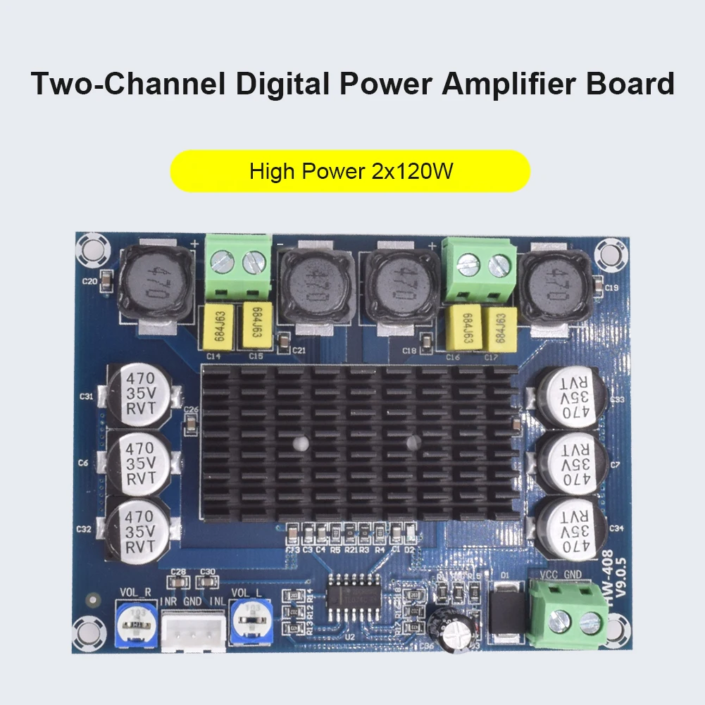 

TPA3116D2 Original Chip Dual Channel High Power Digital Audio Amplifier Board 120W*2 TPA3116D2 AMP Module DC12-26V XH-M543