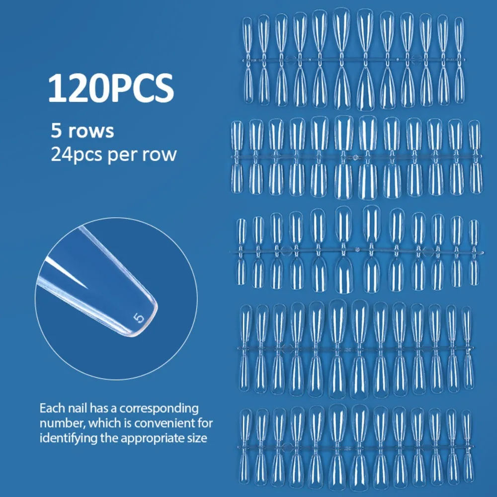 

120pcs Clear Semi-Matte False Nails Almond Square Fake Nail Coffin Semi-Frosted Press on Nail