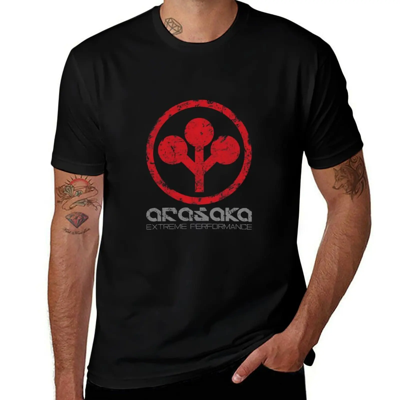 Distressed Arasaka Corp Logo T-Shirt UV Protection Outdoor Tee Shirt T-Shirt