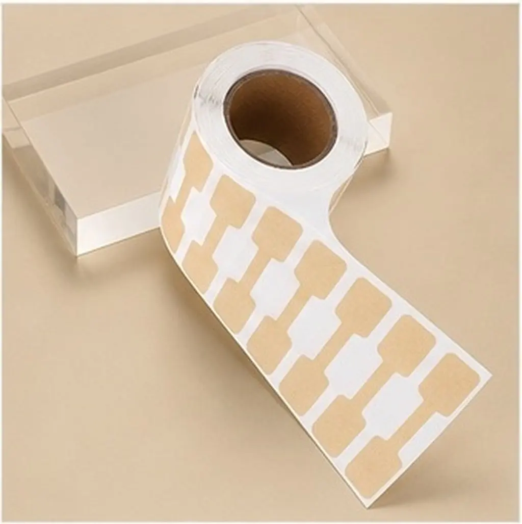500Pcs Jewelry Labels Blank Writable Price Tags Strong Adhesive Kraft Paper Roll for Jewelry Store Sale Display Packaging