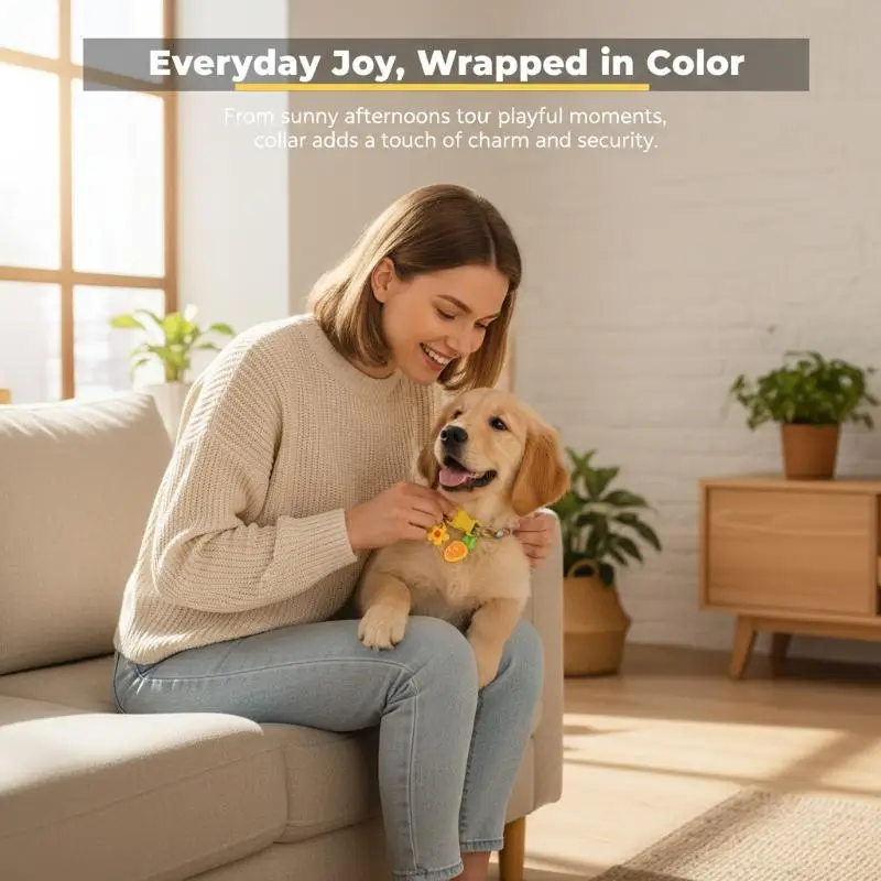 Cute Colorful Pendant Pet Necklace Braided Adjustable Cat Dog Neck Chain With Bells Pet Jewelry Pet Costume Accessories