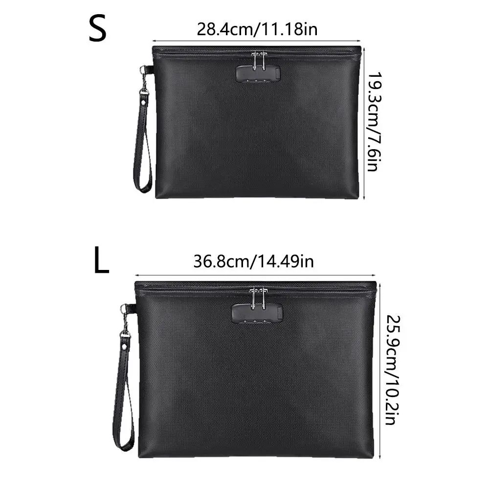 Heat-resistant Code Lock Fireproof Document Bag with Lock Portable Zipper Cash Pouch Waterproof with Hanging Handle