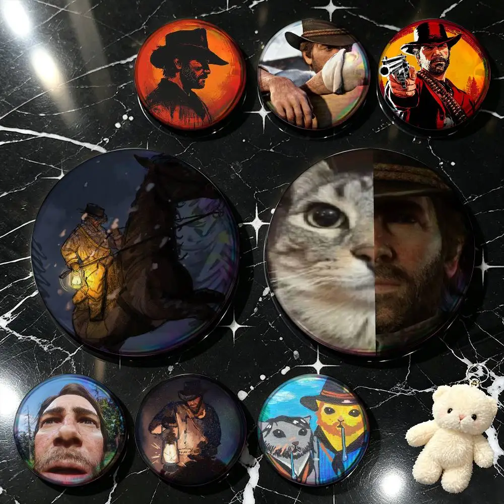 A-Arthur M-Morgan  Enamel Pin Tinplate Round Brooch Cosplay Nijigen Otaku Culture Badge 25mm 32mm 44mm 58mm