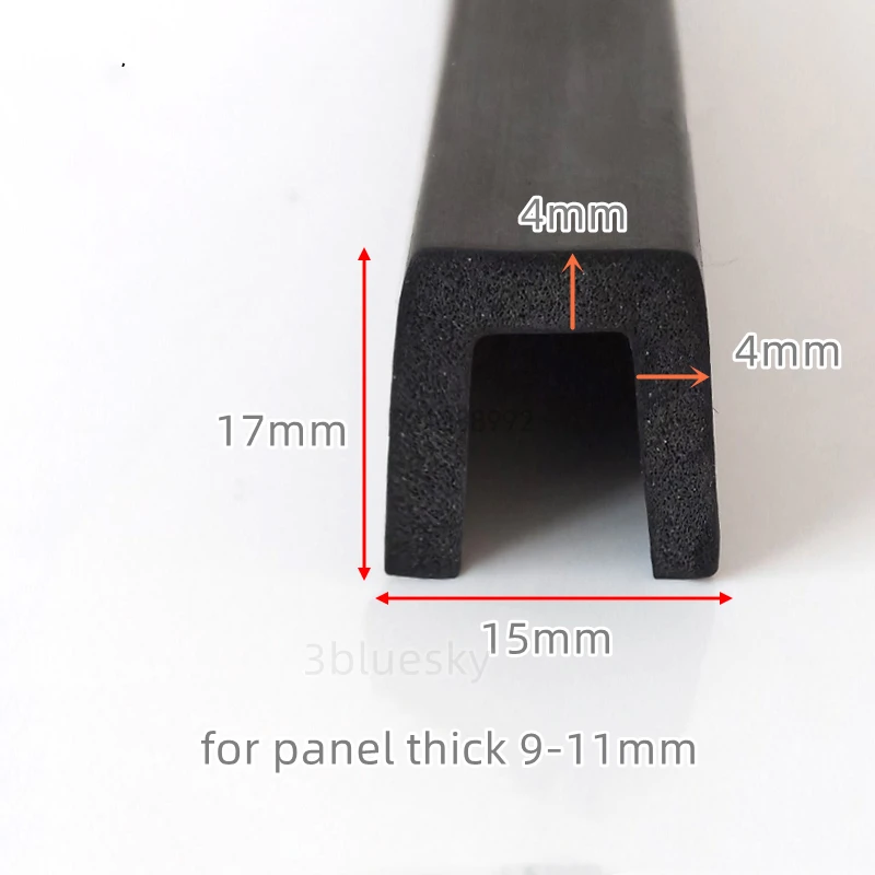 

EPDM Rubber Foam Sealing Sponge U Strip Glass Metal Car Wood Panel Edge Encloser Shield 17x15mm Black