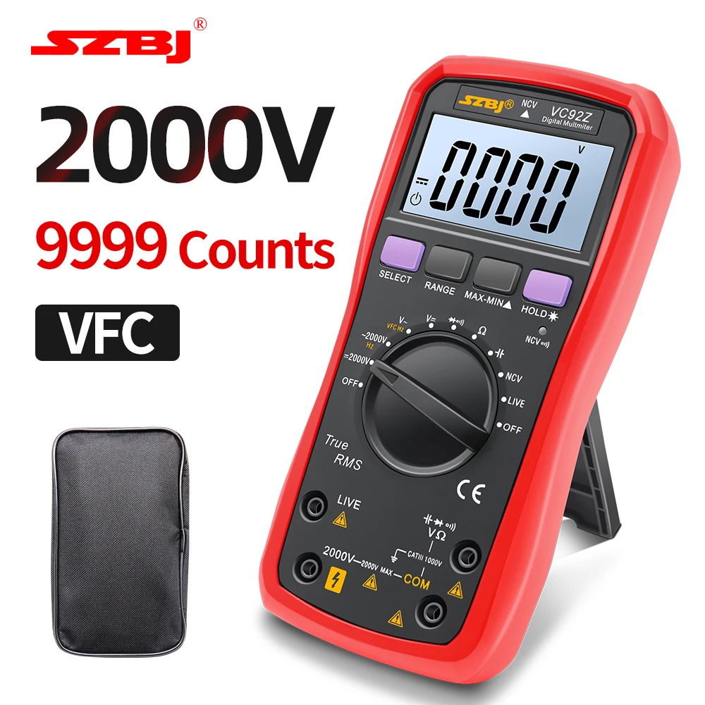 SZBJ VC92Z 2000V High Voltage Digital Multimeter 9999 Counts True RMS VFC NCV AC/DC Voltmeter Ammeter Ohmmeter for Electricians