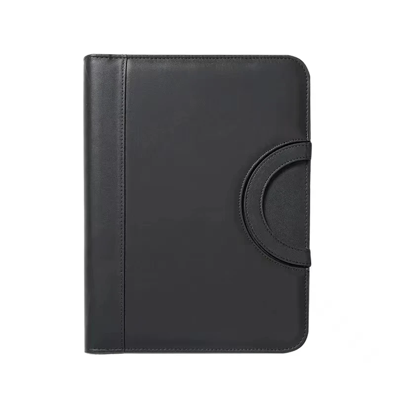 PU leather A4 zipper calculator binder conference file pad folder briefcase tablet portable circular handle file bag