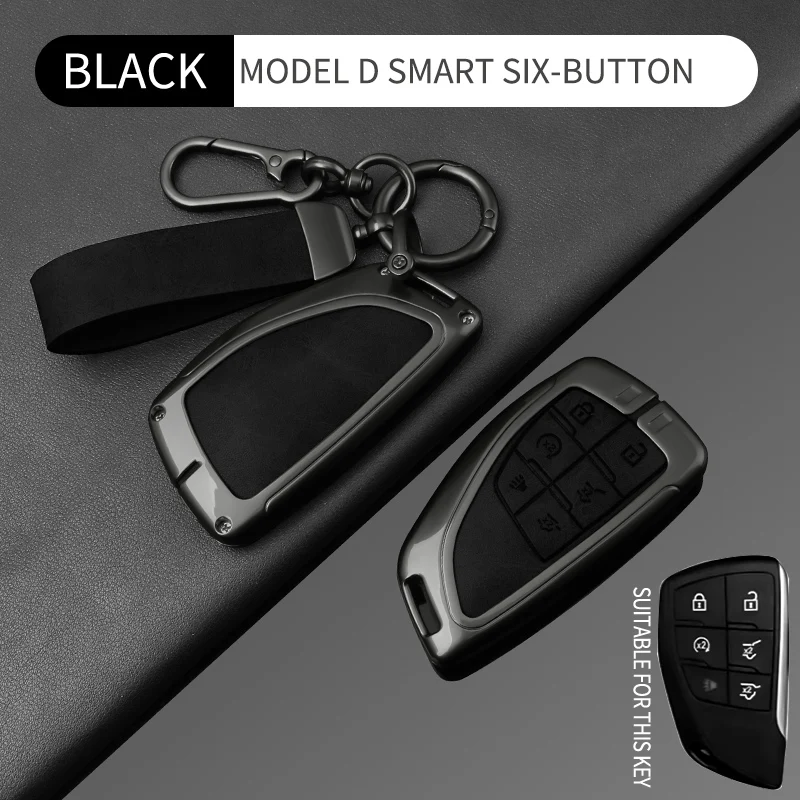 6-Tasten Leder Autoschlüssel-Abdeckung Schlüsselanhänger Schutzhülle für Buick Envision GMC Yukon XL Denali Chevrolet Suburban Tahoe – Detail 22