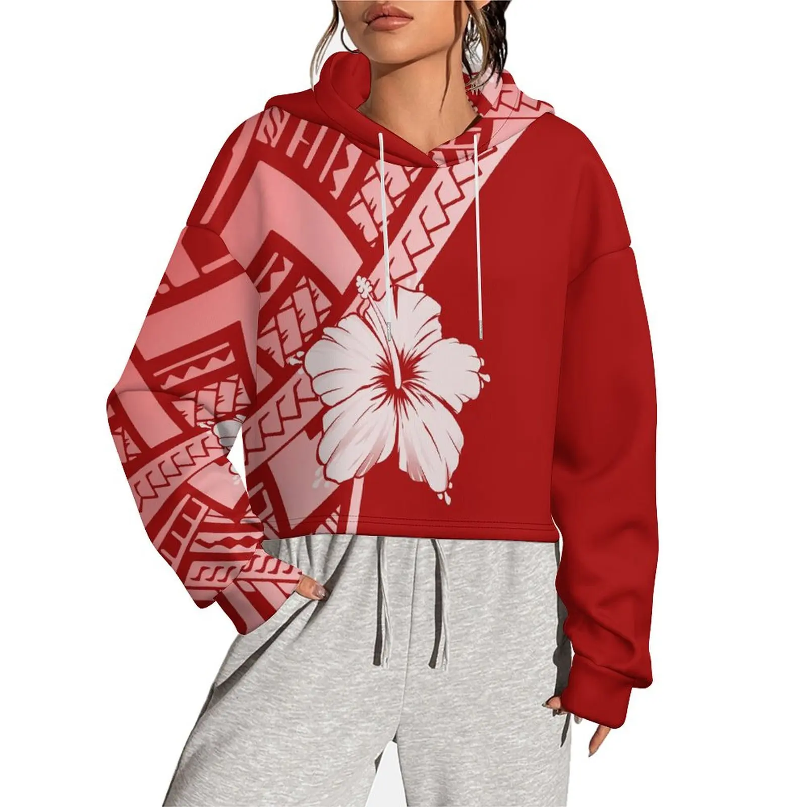 Custom Your Own Logo Print Women  Hoodies Sweatshirts Pullover New Polynesian  Oversized Hoodie