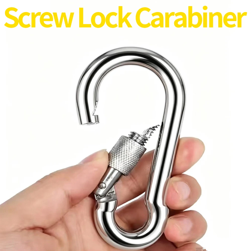 Stainless Steel Carabiners - Heavy Duty Durable & Rust-Free Clips for Gym Swing Dog Leashes Hammocks Keychains M5 M6 M8