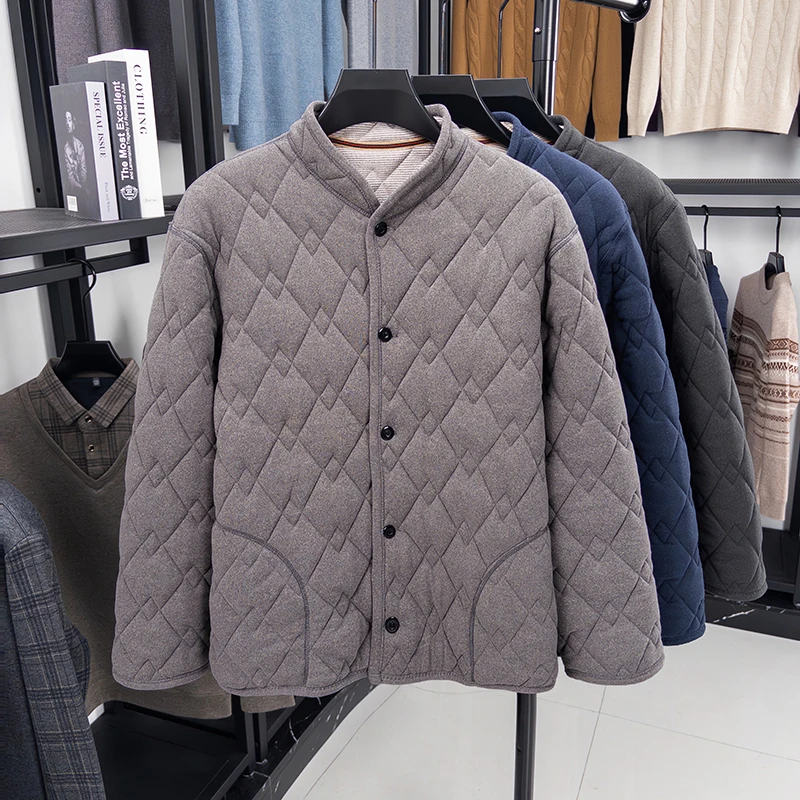 

2025 Autumn and Winter Hot Selling Men's Dad Outfit with Thick Velvet Jacket, Cotton Coat, Long Sleeved Small Cotton Jacket