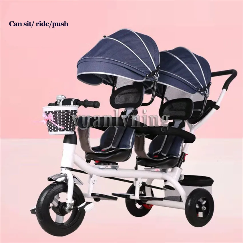 Multifunction Children's Tricycle Twin Trolley Twins Baby Trike Stroller 3 Wheel Bicycle Kids Tricycle Stroller Carrinho De Bebe