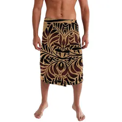 Hawaiian Men'S Beach Wrap Dress Samoa Pacific Island Design Lavalava Ie Faitaga Ethnic Style Wrap Dress Casual Apron