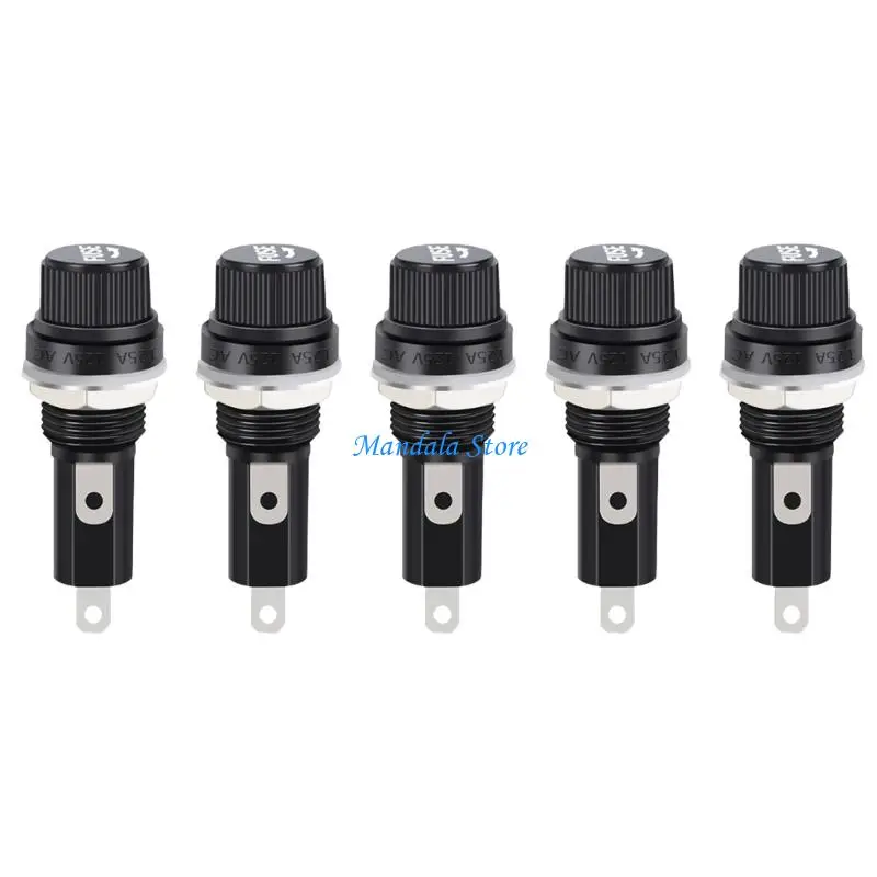 U2JC 5Pcs Glass Tube Fuses Holders With Excellent Conductivity For Circuit Protect