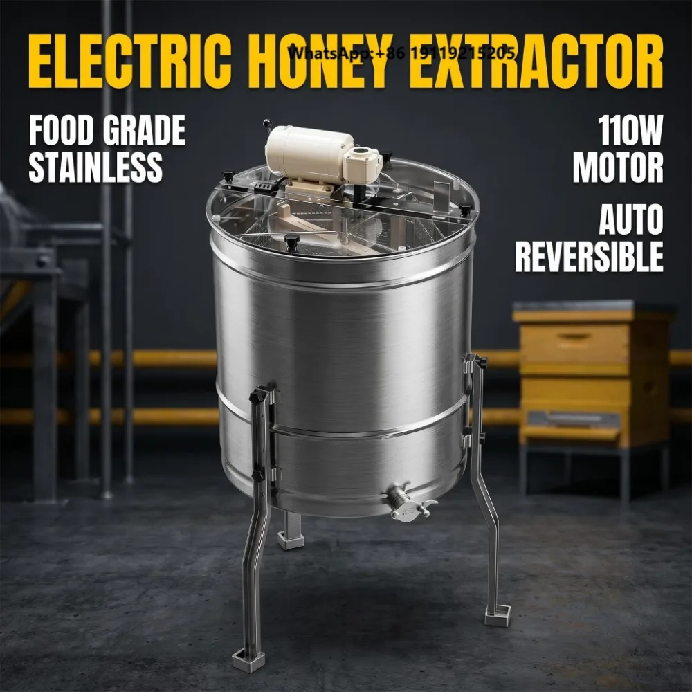 New Beekeeping Equipment Honey Extractor 4 Honeycomb Stainless Steel Motor German Normal Zander Dadant HR GREENVIVE HA04E-1