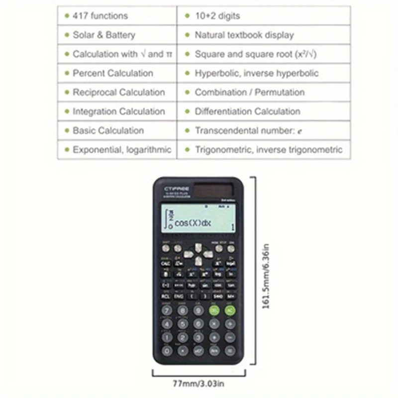 FC-991 ES PLUS Multifunktionaler Wissenschaftlicher Taschenrechner - 417 Funktionen, speziell für Schülerprüfungen entwickelt, wirtschaftliche Verpackung – Detail 9