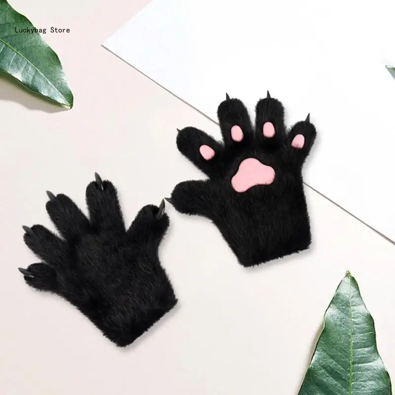 Cosplay Kostuum Pluche Kattenpoten Handschoenen voor Vrouwen Meisje Rollenspel Props Anime Handschoenen