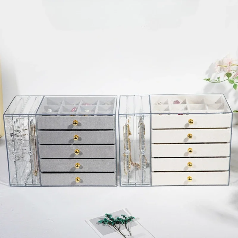 Acrylic Jewelry Box Transparent Necklaces Display Boxes Large Capacity Bracelet Ring Pendant Storage Case Jewellery Organizer
