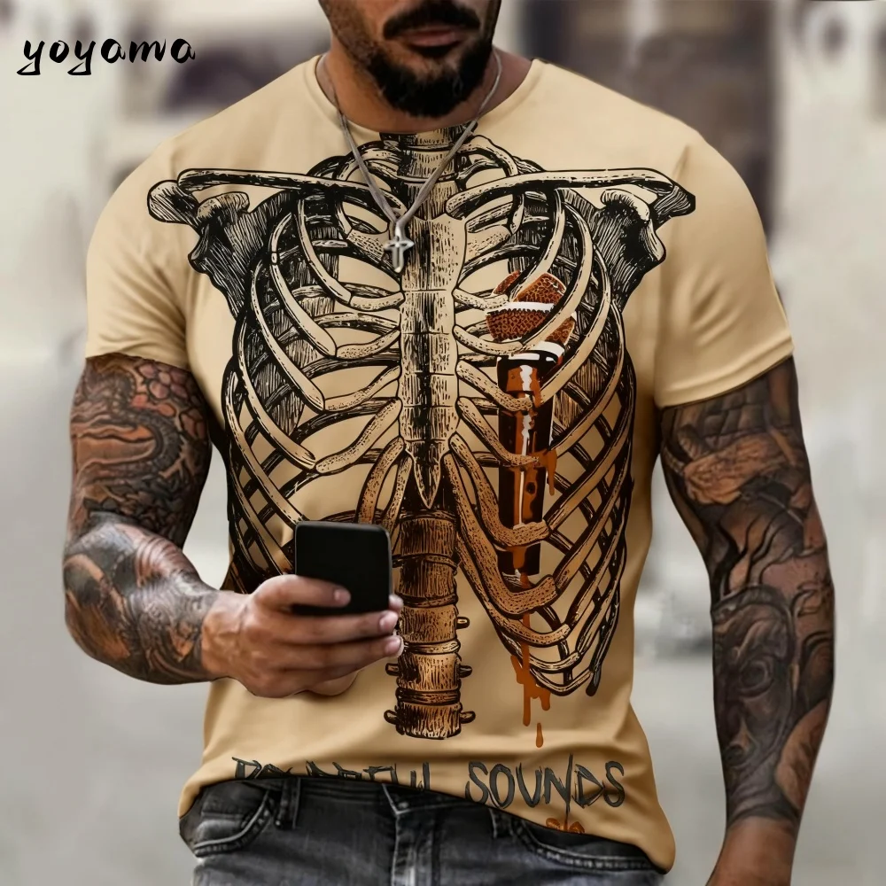 2026 Horror Skull Men's T-Shirt -3DPrinted - Men's Summer Classic Casual Short Sleeve O-neck Men's Quick-Dry Breathable Clothing