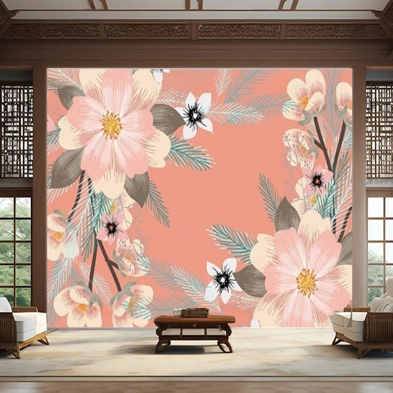 Fashion Romance Simplicity Flowers Spring Light And Fresh Color Painting Trend Background Wall Mainstream Flower Shop