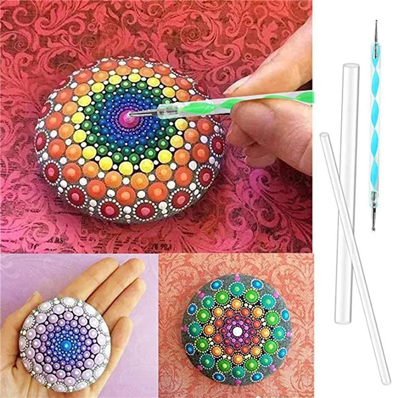 

ABVJ-80 шт. инструменты для рисования мандалы для рисования камней, набор трафаретов для мандалы, шарик, стилус, глина, инструменты для лепки и резьбы