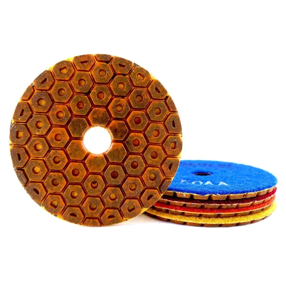 4PCS 4 Inch Diamond Polishing Pads Copper Bond  Diamond Wet Polishing Pad For Granite Marble Concrete Floor Grinding