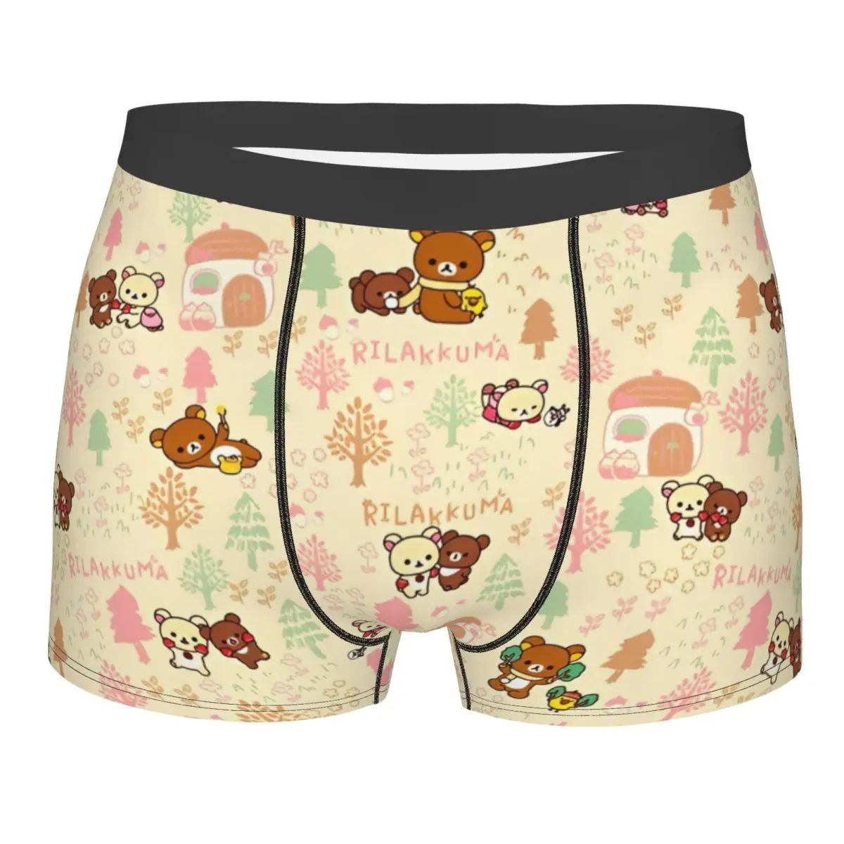 Men Rilakkuma Cartoon Underwear Humor Boxer Shorts Panties Male Breathable Underpants