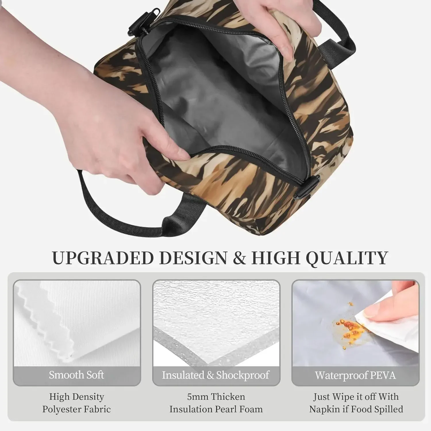 Leopard Print For Women Men Lunch Bag Reusable Insulated Cooler box Portable  Tote  Large Capacity image 4