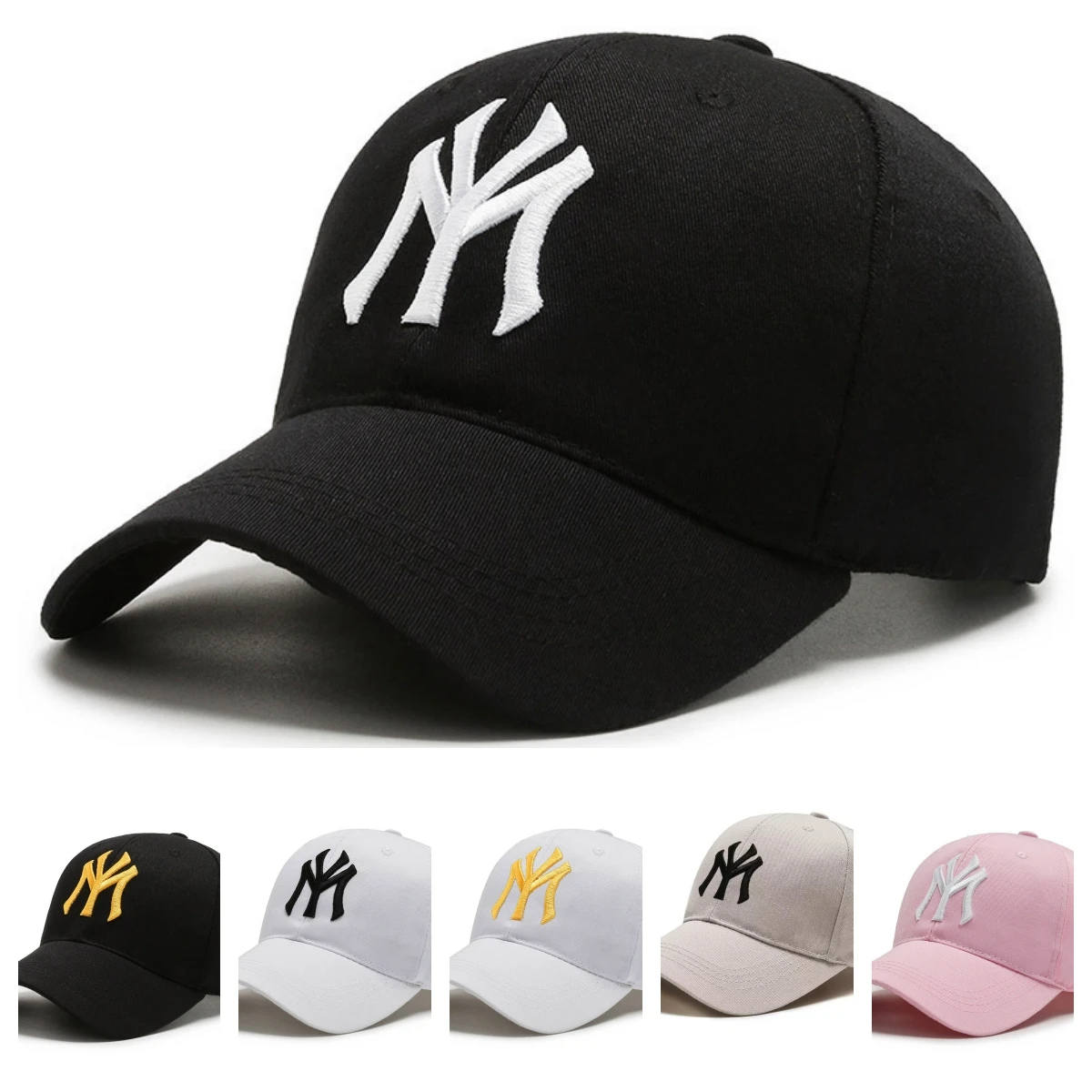 Vintage NY Logo Embroidery Baseball Cap, Casual Cotton Adjustable Dad Hat, Streetwear Hip Hop Sun Hat for Men Women Daily